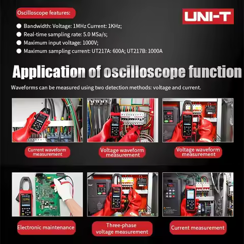 UNI-T UT217A UT217B Oscilloscope Clamp Meter with Bluetooth Current Voltage Waveform Amplitude Frequ