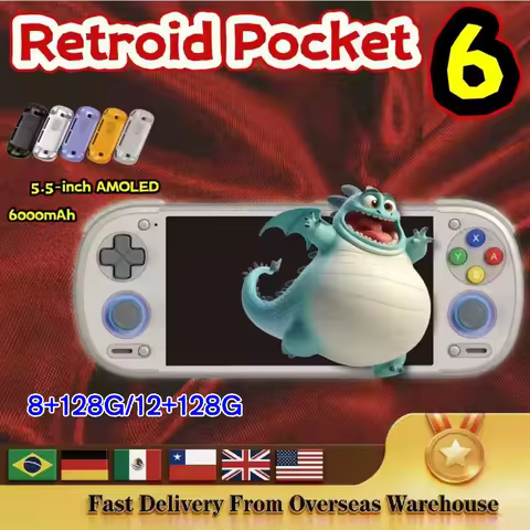 Retroid Pocket 6 RP6 Handheld Game Console Android 8GEN2 5.5 Inch 1080P 120Hz OLED Screen 6000mAh wi