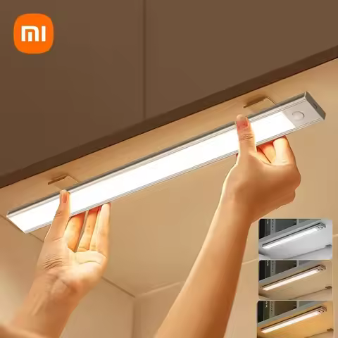 Xiaomi Night Lamp Motion Sensor Led USB Rechargeable Detector Movement Cabinet Lights 3 Colors In On