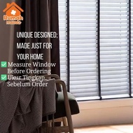 2.5 FEET(W)  Tirai Kayu Putih/Timber Blind 100% Basswood/Kayu Asli Dengan Pita Hitam Modern Ala Vene