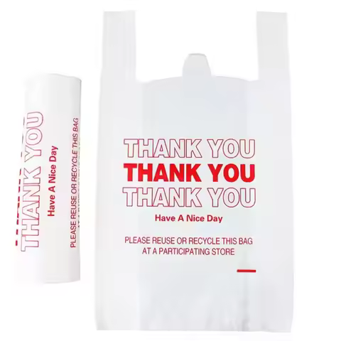 Customized Plastic Bag Wholesale 500PCS/Lot Thank You Shopping PP Plastic Grocery T-Shirt Bags Plast