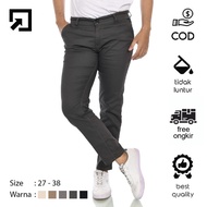 Celana cinos panjang pria bahan katun model slim fit melar premium