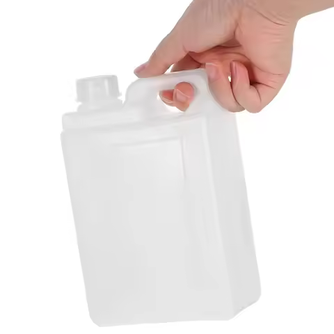 Flat Plastic 1L White Liquid Container Oil Water Jug Storage Bottle Cap Reusable for Beverage Lab Us