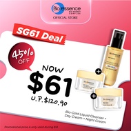 [$61 Buy] BIO ESSENCE Bio-Gold 24K Gold Liquid Radiance Cleanser 100ml + Day SPF36 PA+++ 40g + Night