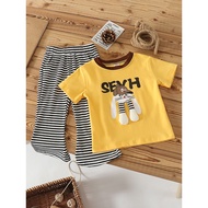 Live Supply Baby Girl 2025 Striped Two-Piece Set Children Style Fashion Suit 10.5