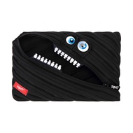 ZIPIT Cute Bemused Monster Jumbo Pouch Size In Black Colour And White Zipper Teeth