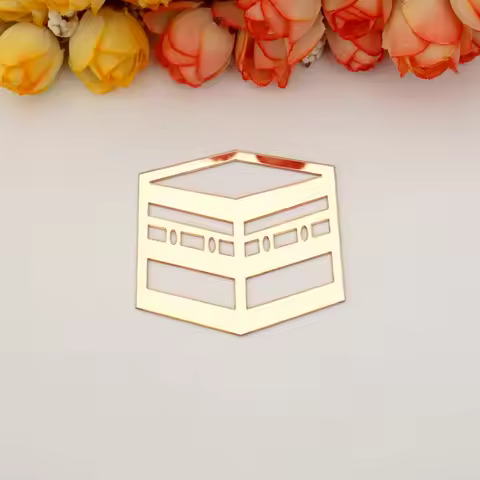 Makkah Kaaba Building Hollow Design Acrylic Stickers Hajj Mubarak Eid Mubarak Decors Gift Idea for M