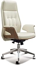 Executive Office Lounge Chair, Cowhide Leather Ergonomic Swivel Gaming Chair Backrest Reclining Sleeping Extra Large Boss Chair Gaming chair (Color : White, Size : Sipi)
