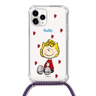 PEANUTS by SCHULZ Snoopy 愛心雨 莎莉 掛繩手機殼 iPhone 12 Pro Max 紫色