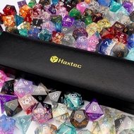 Haxtec Mystery DND Dice Set Sharp Edge Resin Dice with Dice Case Handmade Polyhedral D&D Dice Set fo