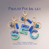 Blue Butterfly 26 Letters Tassel Keychain for Women, A-Z Alphabet Lucky Birthday Gift, Fashion DIY C