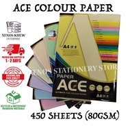 ACE A4 COLOUR PAPER 80GSM 450 SHEETS / A4 KERTAS WARNA 80GSM 450'S