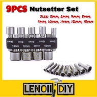 9PCS 5mm to 13mm Nutsetter Set Professional Tools Bit Extensions Bits Drivers Mata Drill Skru