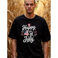 Patriotic Men's T-Shirt 4 July "Happy Birthday" Cotton Combed 24s
