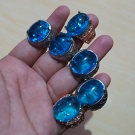 Cincin Batu Akik Topaz Biru Pecah Seribu
