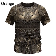 Vintage Medieval Knight Armor 3D Print Tee Mens Designer Clothes Men's Casual Retro O Neck Short Sle