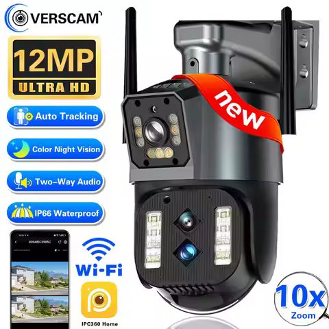 6K 12MP 4K Binocular IP WiFi Outdoor Camera PTZ 10X Hybrid Zoom Auto Tracking Waterproof Security CC