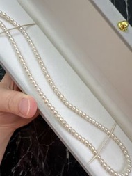 Sale*純銀天然淡水珍珠頸鍊 fresh water pearl Necklace 925純銀 3-4mm baby pearl 彩凜極光光澤 正圓 天女 silver 防敏感 疊戴路路通 日本mi