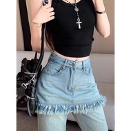 Fringe Detail Fake Leather Culottes - High Waist Slimming Style for Women