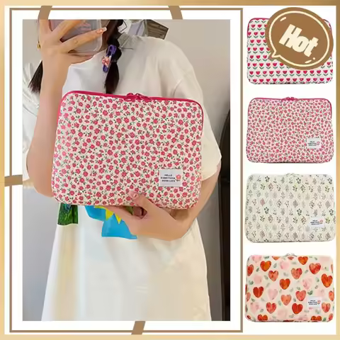 Computer Bag Cute Flower Laptop Sleeve Zipper Cover Portable Computer Cover Bag Water-Resistant Note