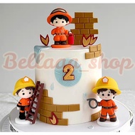 Firemen Cake Topper Firefighter Cake Topper Fire Truck Fireman Cake Decoration Edible Cake Decoratio