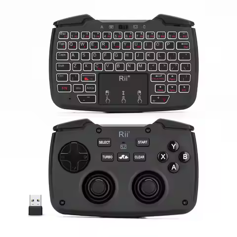 Rii Mini Keyboard Keyboard with Wireless Game handle 2.4G USB Dongle for Google/Android TV Box/FireS