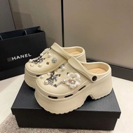 Sục Cross đế cao Dép sandal nữ đế cao 7cm đính kèm nhiều sticker dễ thương có lỗ thoáng khí