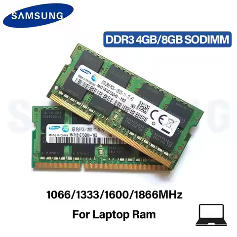 Samsung Ram Memory 4GB 8GB DDR3 DDR3L 1066MHz 1333MHz 1600MHz 1866MHz PC3L 204 PIN SODIMM for Laptop