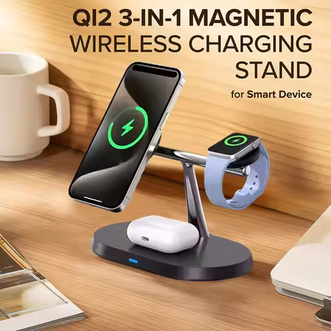 3 in 1 Magnetic Wireless Charger Stand for MacSafe iPhone 17/16/15/14 pro Max Apple Watch 1-9 AirPod