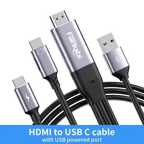 Fairikabe HDMI-compatible to USB C Adaptor Cable 8.2FT 4K60Hz For Xbox PS5 Steam Deck Dock Nreal Xre