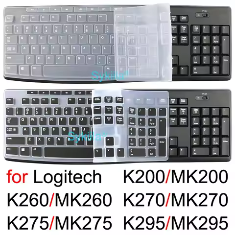Keyboard Cover for Logitech K200 MK200 K260 MK260 K270 MK270 K275 MK275 K295 MK295 Wired Black Silic