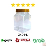 340 ML SQUARE JAR 1 BALL / 1 BALL SQUARE PLASTIC JAR / 1 BALL PLASTIC JAR