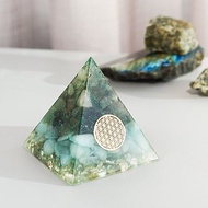 預訂【綠髮晶、海藍寶】奧根水晶能量金字塔Orgonite 6x6 cm