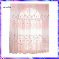 [TY] Fine Workmanship Window Treatment Wear Resistant Polyester Flower Pattern Rod Pocket Sheer Curtain Panel for Home