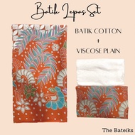 Batik Lepas Set/ Batik Cotton Premium/ Plain Viscose