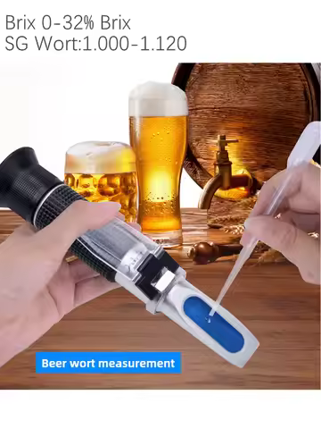Handheld Beer Brix Refractometer Sugar Concentration Meter 0-32% Brix 1.000-1.120 Sugar Tester Brewi