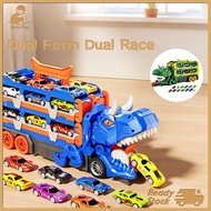 【12 Car】Mainan Kids Dinosaurs Toys Devour Rail Cars Ddeformation Glide Catapult Alloy Storage Car Bo