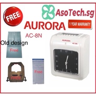 Aurora Time Recorder Employee Attendance Machine analog free punch card, ribbon and rack Model AC-8 