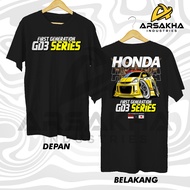 T-shirt HONDA JAZZ GD3 FIRST GENERATION FRONT REAR SERIES V2 Cotton Combed 30s NC DTF Screen Printin