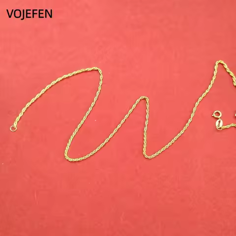 VOJEFEN 18K Gold Twisted Necklace Jewelry for Women AU750 Real Gold Genuine Minimalist Cable 18 Inch