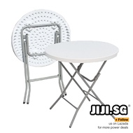 (JIJI.SG) HDPE 80cm Round - Portable Outdoor Folding Table / Weather Resistant / Light Weight / Mult