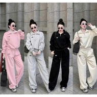 Women's Set of 2 THICK LEATHER SWT XTIEU ALO SHIRT + with loose pants QUALITY 2 LEATHER ALO-linquana