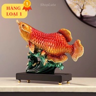 Golden Dragon Arowana Fish Statue, Housewarming Gift, Feng Shui, Decor