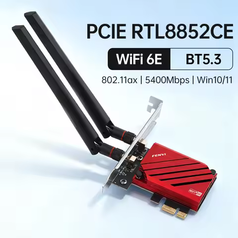 WiFi 6E Bluetooth 5.3 PCIE WiFi Adapter RTL8852CE Tri-Band 2.4G/5G/6GHz 5400Mbps Wireless Network Ca