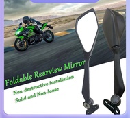 NINJA Side Mirror Foldable Rivet Type Universal Motorcycle Rearview Rear View Side Mirror Ninja Side Mirror Foldable Holder