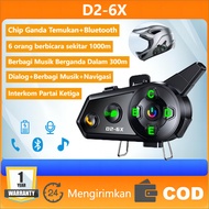 D2-6X Qualcomm Dual-Chip Helmet Intercom Headset 1000m Intercom Sharing Music Helmet Bluetooth Heads