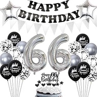 Black Silver 66th Birthday Decoration, Balloon 66th Birthday Silver Black, Balloon 66th Birthday Wom