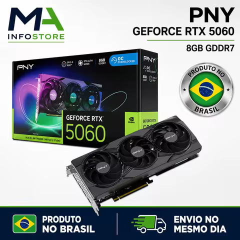 Pny Nvidia Geforce Rtx 5060 Epic-X Rgb Oc Triple Fan, 8Gb, Gddr7, Dlss, Ray Tracing, Vcg50608Tfxxpb1