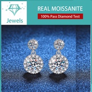 Real Moissanite Engagement Earrings,1CT*2 Elegant Round Bag Earrings for Women,925 Sterling Silver,N