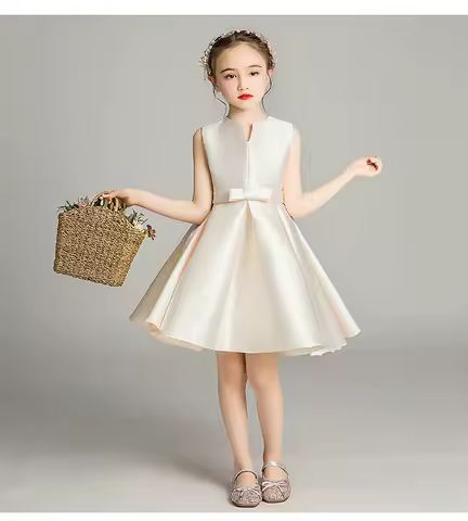YZYmanualroom Girls sleeveless satin Junior bridesmaid dress Pageant concert Dress Birthday Evening 